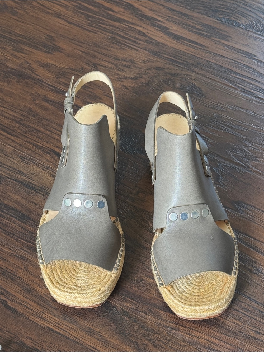 rag & bone Gray Leather Espadrille Slingback Sandals